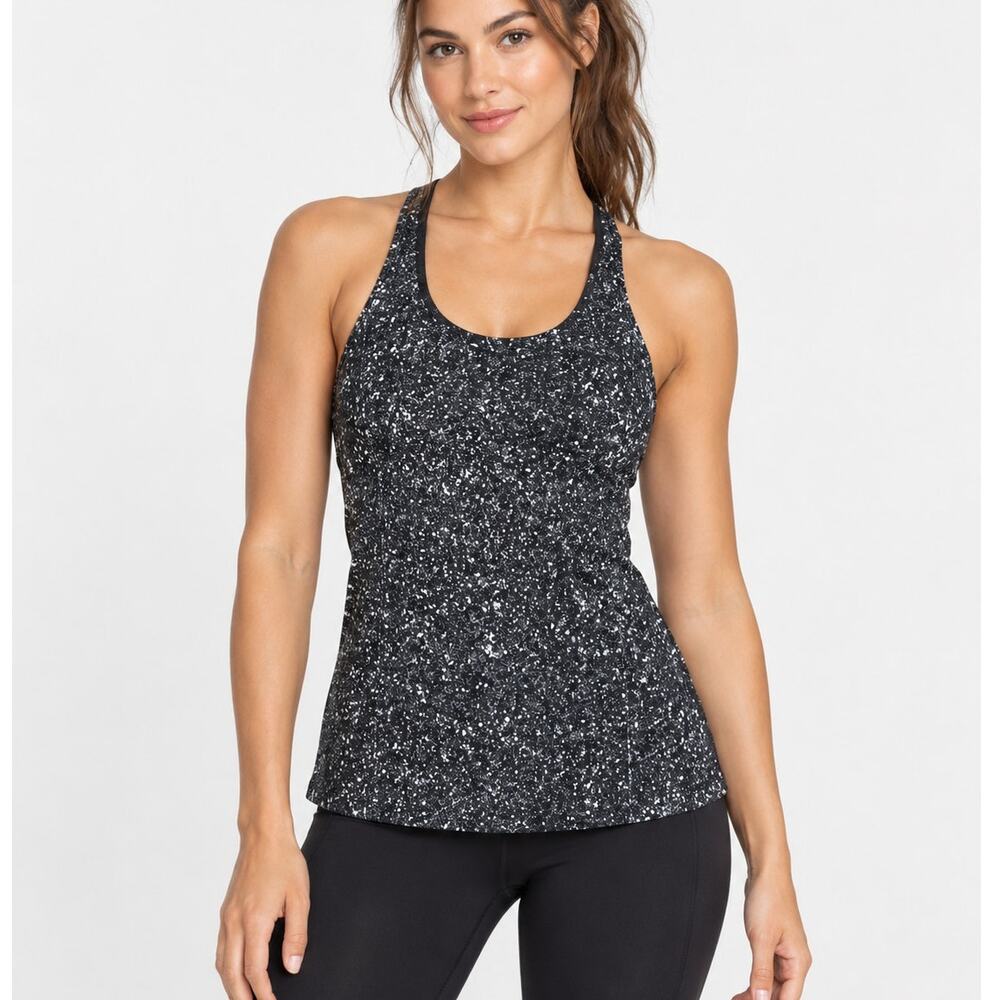 Lululemon Cool Racerback Tank Top in Mini Splatter Print White Black size 4